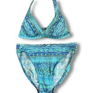 Blue vintage bikini set